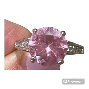 Lg. pink center stone ring w/intricate band that has a stamp - statement piece!!